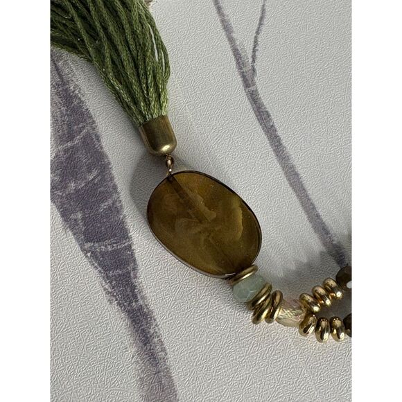 Avenue Beaded Tassel Statement Necklace Matching Earrings - Picture 3 of 4